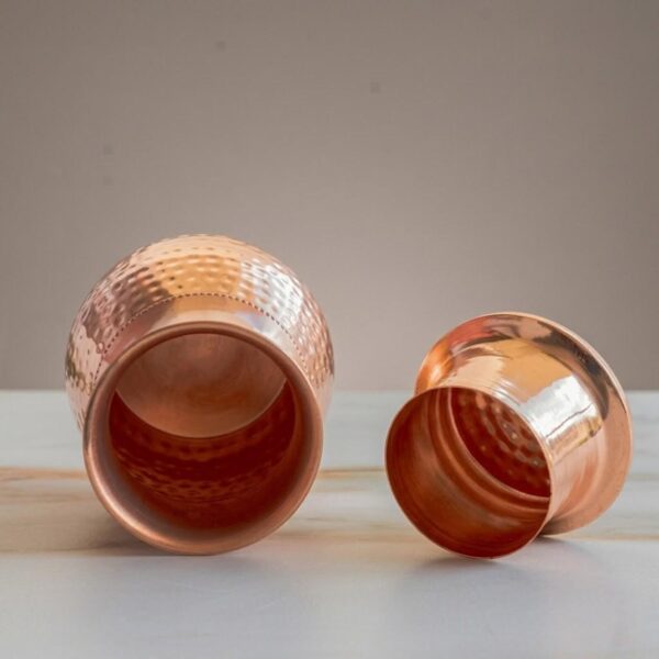 Pure Copper Water Carafe with 2 Tumblers- Bedside Water Bottle, Bedroom Jar, Unique Gift for Housewarming & Corporate, Christmas Day Gift