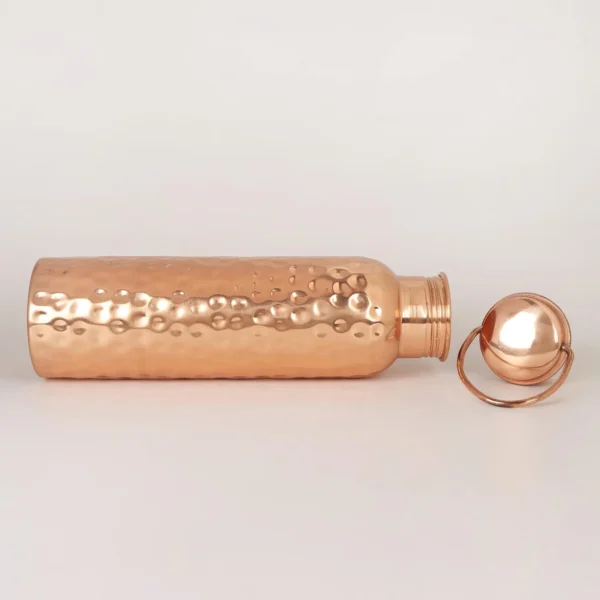 Pure Copper Water Bottle, Handmade Copper drink ware with handle cap