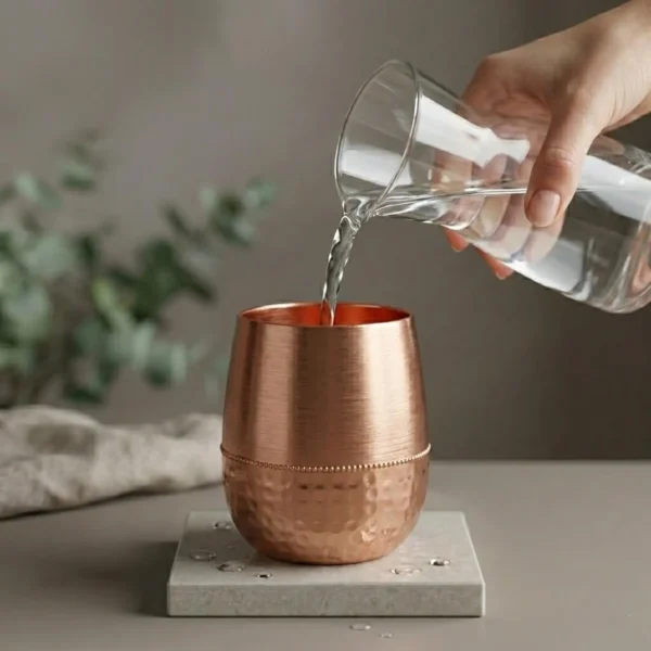 Pure handmade Copper Drinking Glass 350ml, Hammered Copper Tumbler, Ayurvedic Water Cup, Handmade Copper Drink-ware, Kitchen Gift