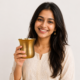 4 Brass Curved Tumbler, Handmade Drinkware, Traditional Brass Serveware for Water, Perfect for Home, Office, Restaurants & Festivals 300 ml
