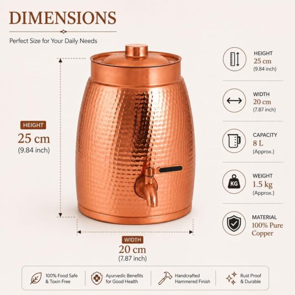 61HeYxbYiNL._AC_SL1254_ Hammered Copper Water Dispenser - 8 Liter Capacity