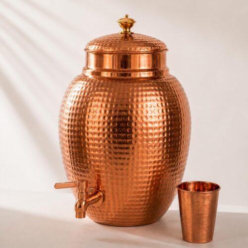 Hammered Copper Water Dispenser - 8 Liter Capacity