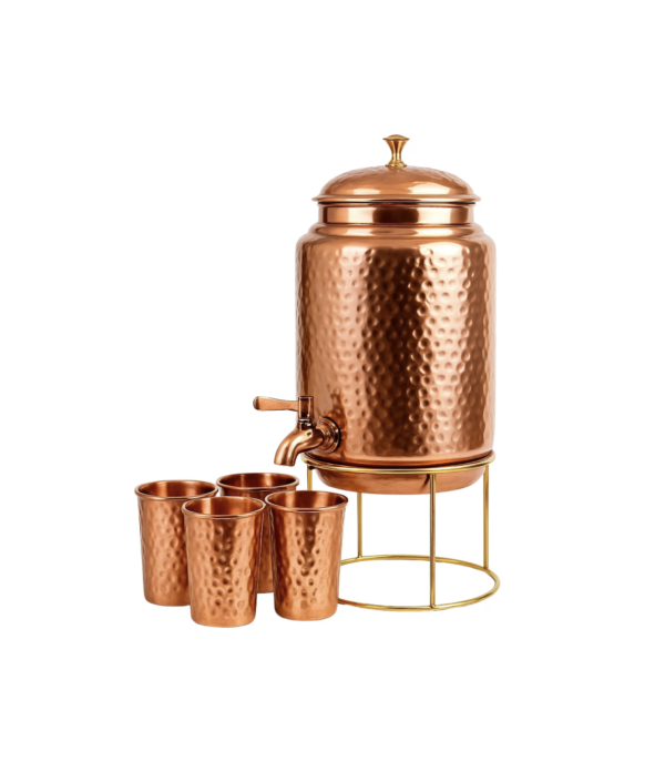 Pure Copper Hammered Water Dispenser Storage Water Tank with Tap